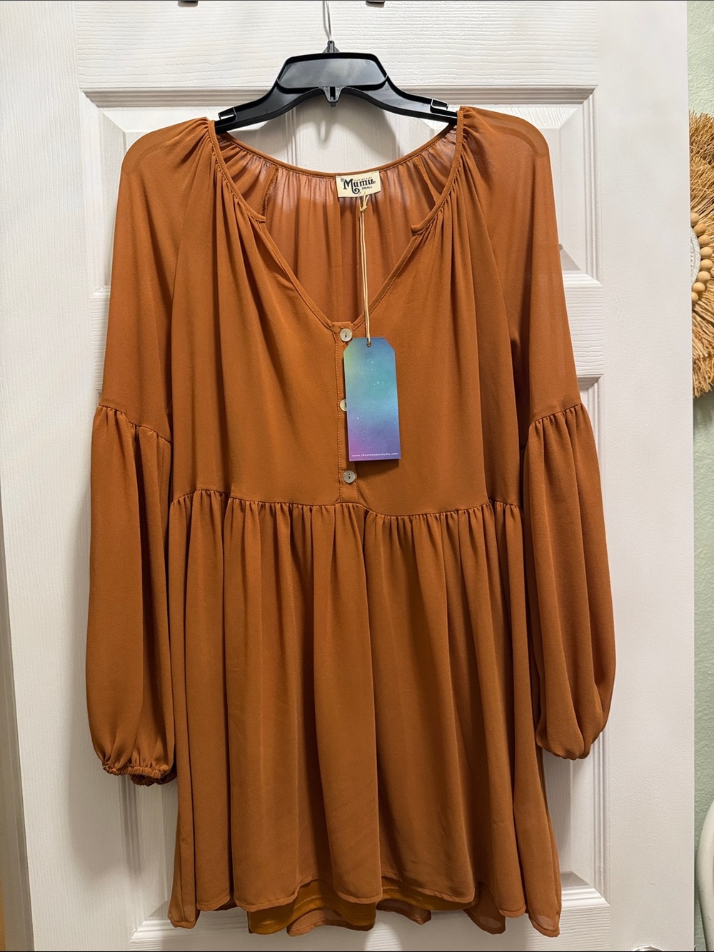Show Me Your Mumu Rust-Toned Peasant Dress